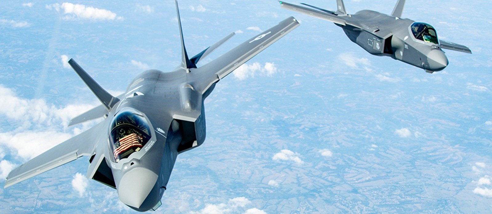 Two F-35s are engaged in air combat training