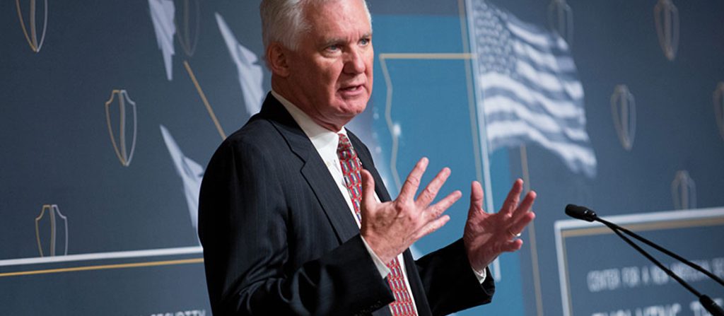 Bill Lynn gives a speech at a conference