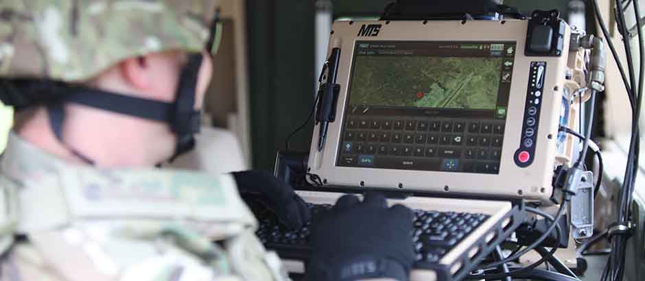 A soldier uses a movement tracking system