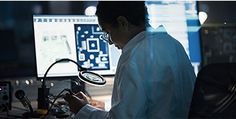 a worker tests hardware