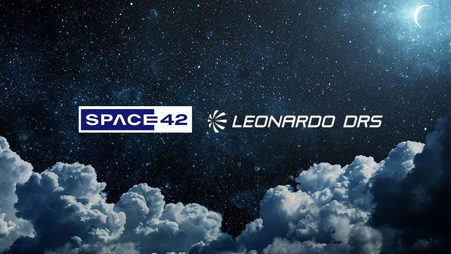 image showing space, clouds, leonardo drs logo and space42 logo